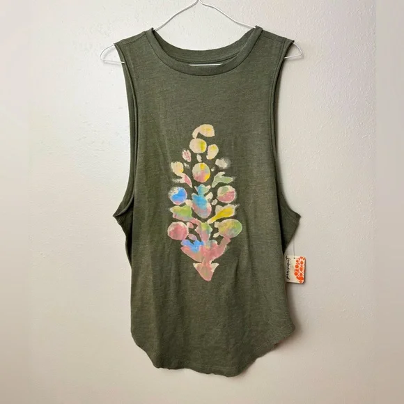 NWT Free People Tank Top Faded Away Buti High Neck in Green Size S - Picture 4 of 7